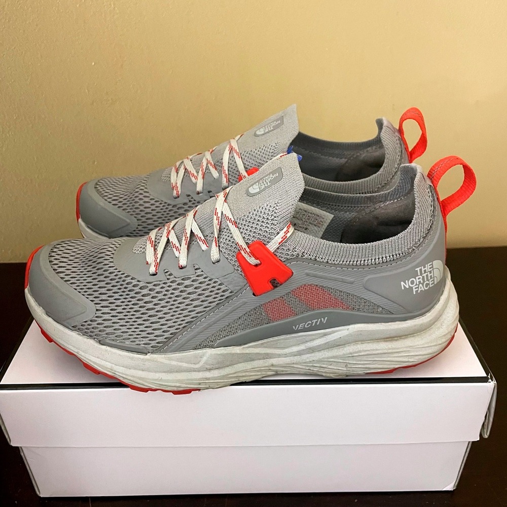 The North Face Vectiv Womens Grey Red Trail Running Shoes NF0A4PFL Size‎ 7